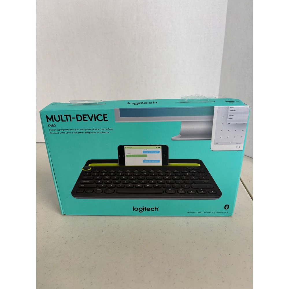 Jelly Comb Multi-Device Bluetooth Keyboard Black‎ in Logitech K480 Box New